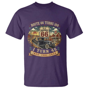 Route Highway 66 Turns 100 I Turn 45 T Shirt Vintage 1981 Road Sign Antique Car Lover 45th Birthday Gift