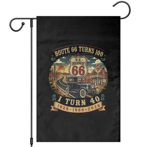 Route Highway 66 Turns 100 I Turn 40 Garden Flag Vintage 1986 Road Sign Antique Car Lover 40th Birthday Gift