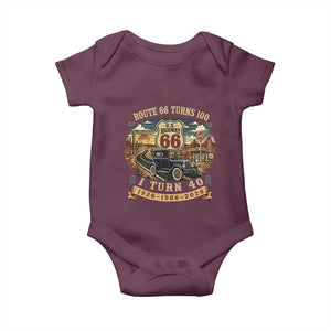 Route Highway 66 Turns 100 I Turn 40 Baby Onesie Vintage 1986 Road Sign Antique Car Lover 40th Birthday Gift