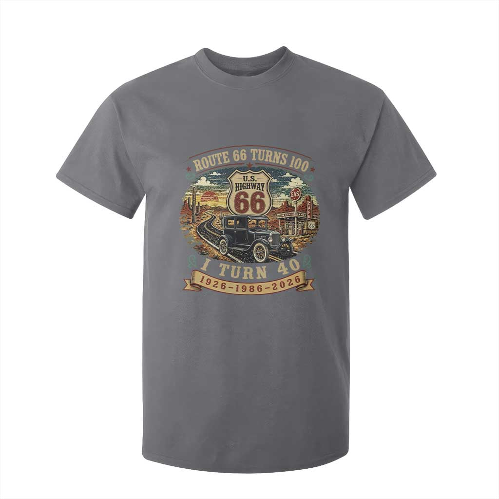 Route Highway 66 Turns 100 I Turn 40 T Shirt For Kid Vintage 1986 Road Sign Antique Car Lover 40th Birthday Gift