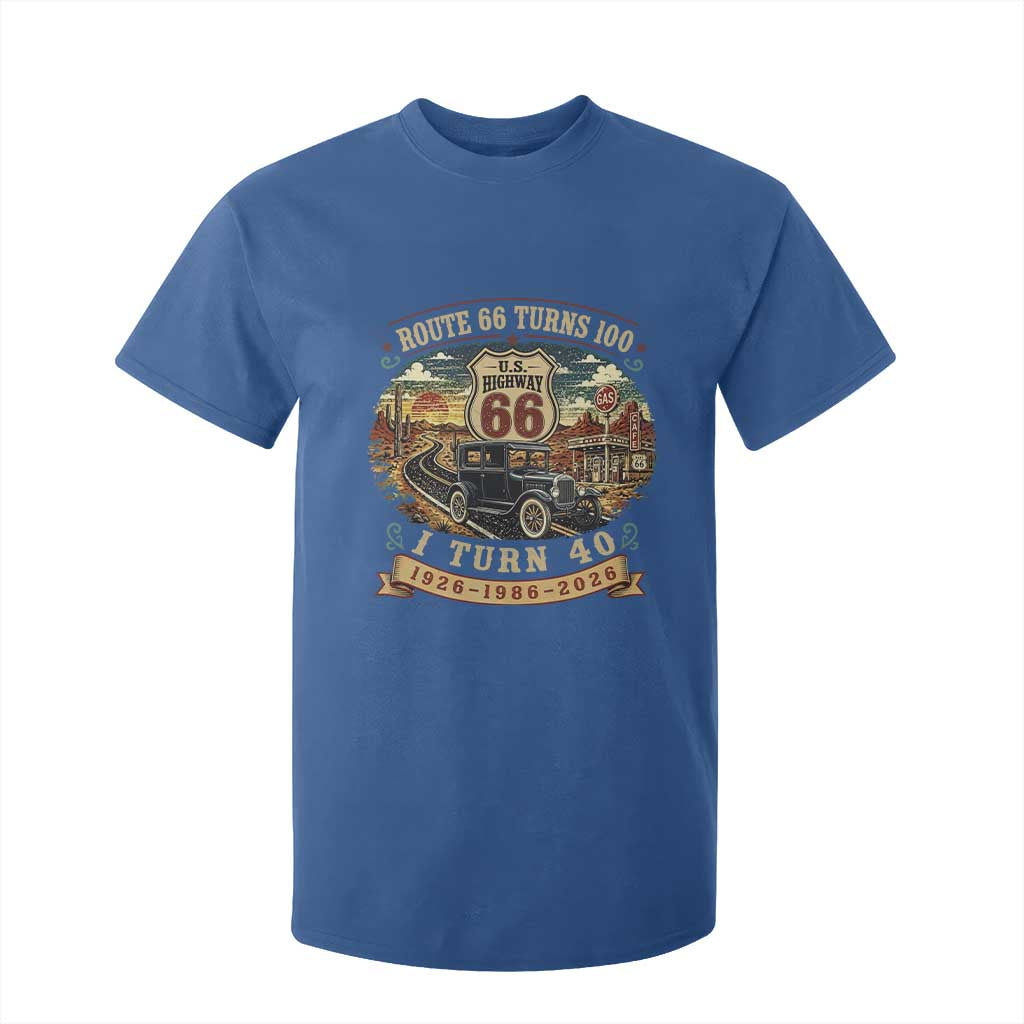 Route Highway 66 Turns 100 I Turn 40 T Shirt For Kid Vintage 1986 Road Sign Antique Car Lover 40th Birthday Gift