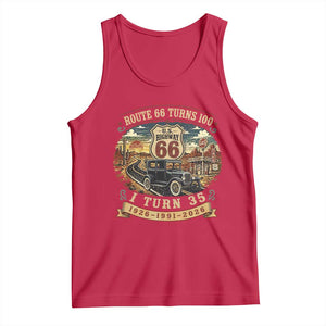 Route Highway 66 Turns 100 I Turn 35 Tank Top Vintage 1991 Road Sign Antique Car Lover 35th Birthday Gift