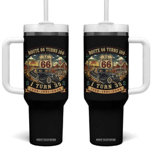 Route Highway 66 Turns 100 I Turn 35 Tumbler With Handle Vintage 1991 Road Sign Antique Car Lover 35th Birthday Gift