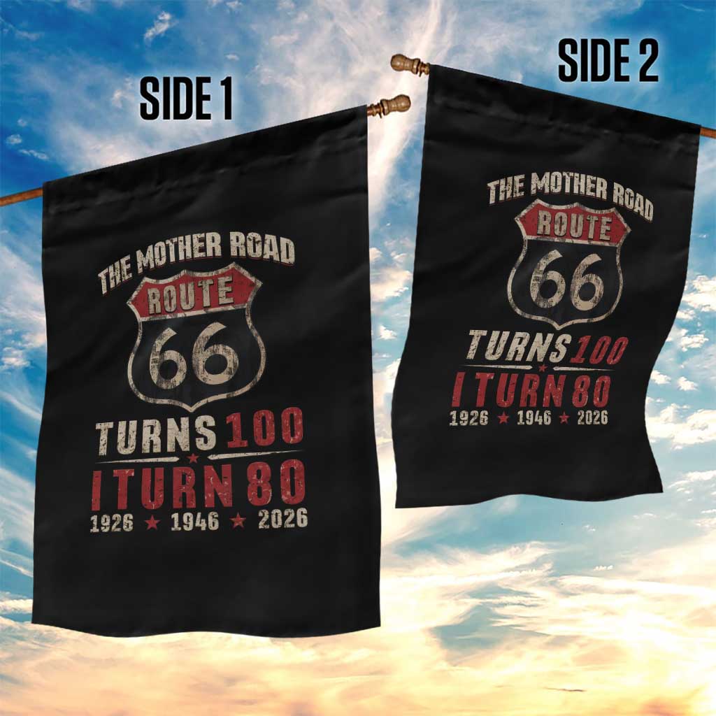 Route Highway 66 Turns 100 I Turn 80 Garden Flag Vintage 1946 Road Sign 80th Birthday Gift