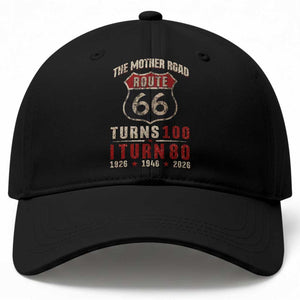 Route Highway 66 Turns 100 I Turn 80 Baseball Cap Vintage 1946 Road Sign 80th Birthday Gift