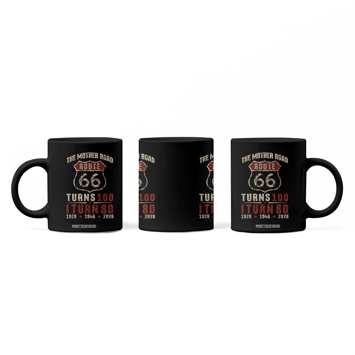 Route Highway 66 Turns 100 I Turn 80 Coffee Mug Vintage 1946 Road Sign 80th Birthday Gift