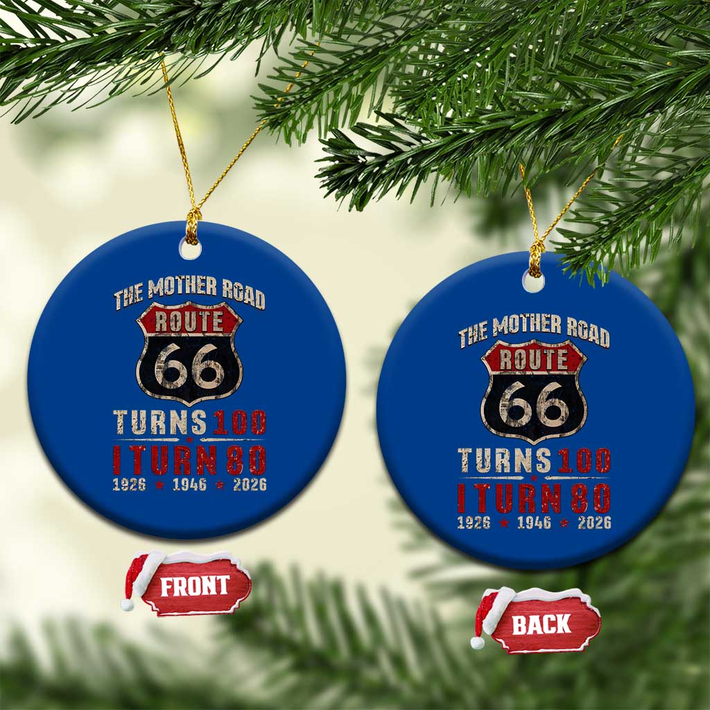 Route Highway 66 Turns 100 I Turn 80 Ceramic Ornament Vintage 1946 Road Sign 80th Birthday Gift