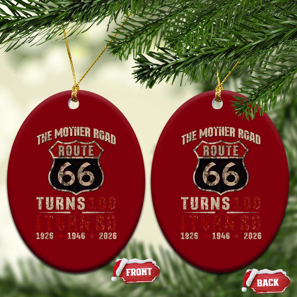 Route Highway 66 Turns 100 I Turn 80 Ceramic Ornament Vintage 1946 Road Sign 80th Birthday Gift
