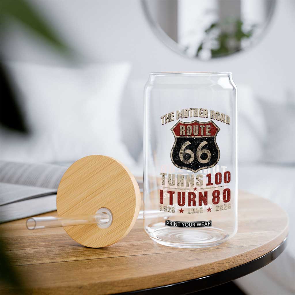 Route Highway 66 Turns 100 I Turn 80 Glass Can Vintage 1946 Road Sign 80th Birthday Gift