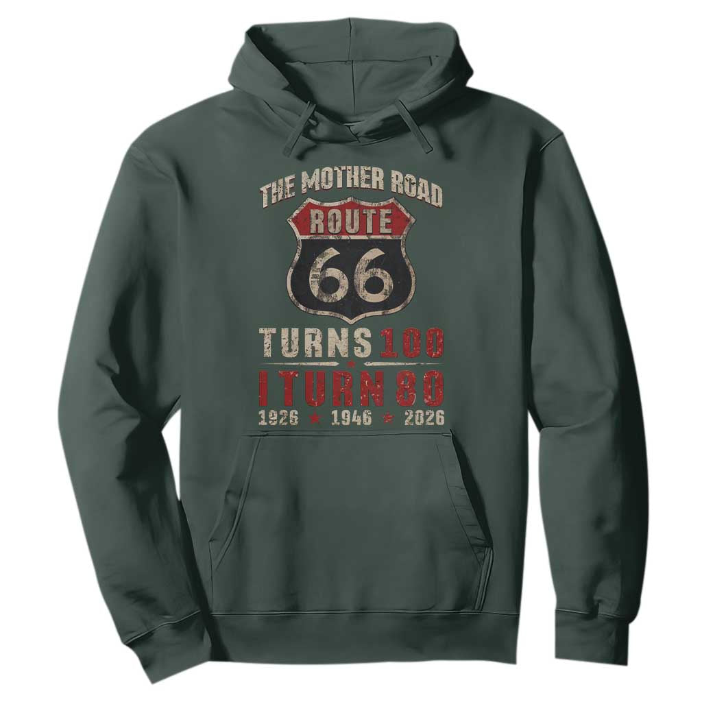 Route Highway 66 Turns 100 I Turn 80 Hoodie Vintage 1946 Road Sign 80th Birthday Gift