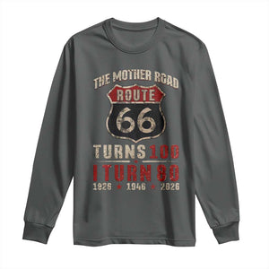 Route Highway 66 Turns 100 I Turn 80 Long Sleeve Shirt Vintage 1946 Road Sign 80th Birthday Gift