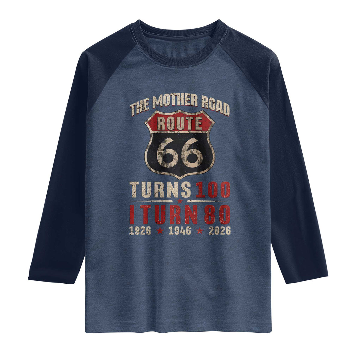 Route Highway 66 Turns 100 I Turn 80 Raglan Shirt Vintage 1946 Road Sign 80th Birthday Gift
