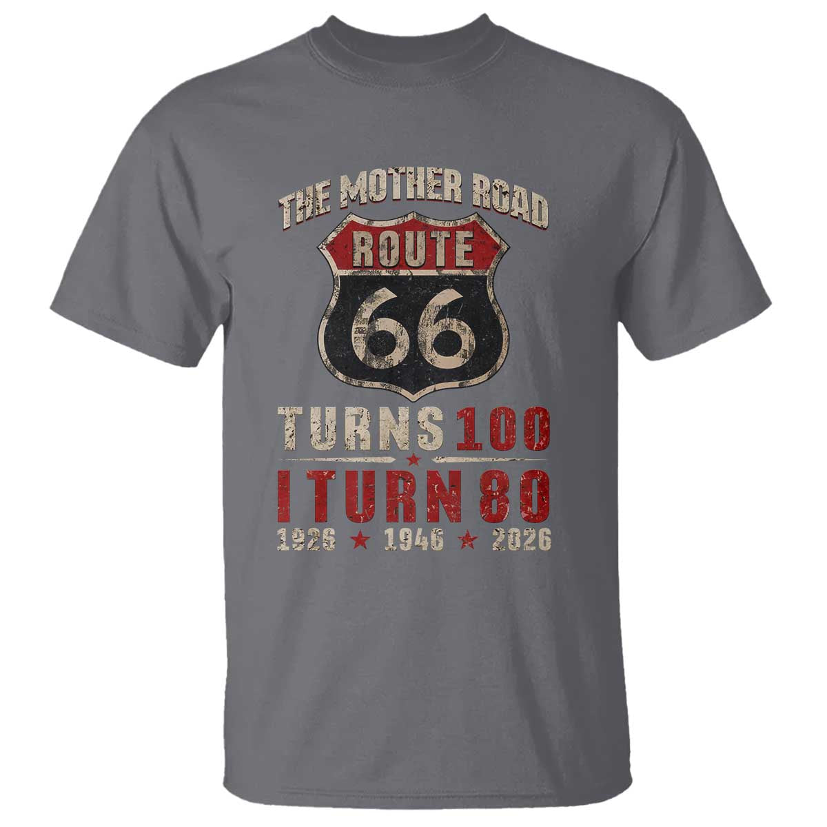 Route Highway 66 Turns 100 I Turn 80 T Shirt Vintage 1946 Road Sign 80th Birthday Gift
