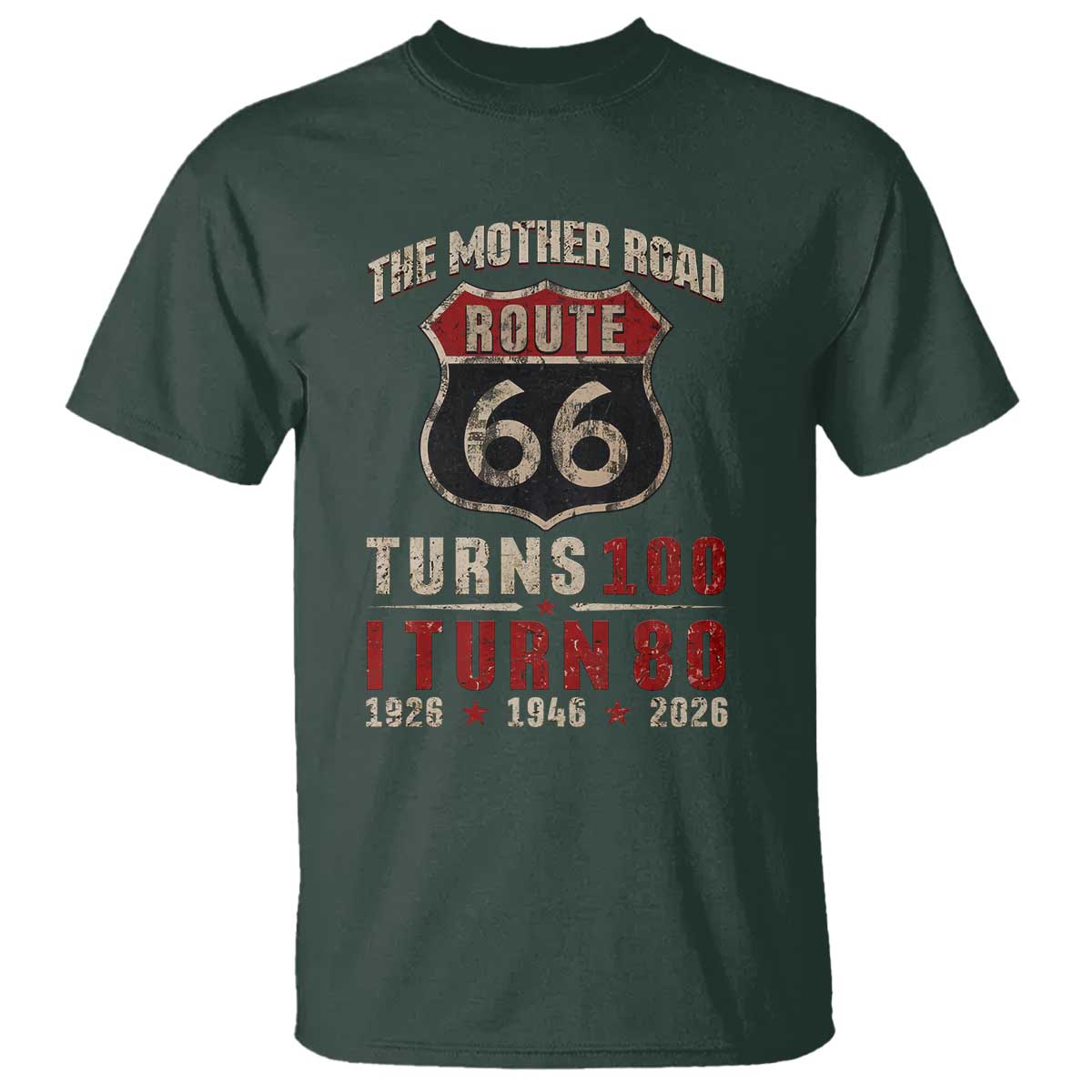 Route Highway 66 Turns 100 I Turn 80 T Shirt Vintage 1946 Road Sign 80th Birthday Gift