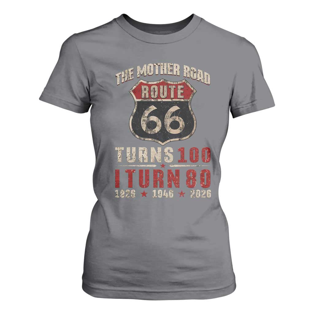 Route Highway 66 Turns 100 I Turn 80 T Shirt For Women Vintage 1946 Road Sign 80th Birthday Gift