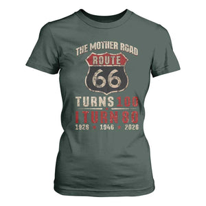 Route Highway 66 Turns 100 I Turn 80 T Shirt For Women Vintage 1946 Road Sign 80th Birthday Gift