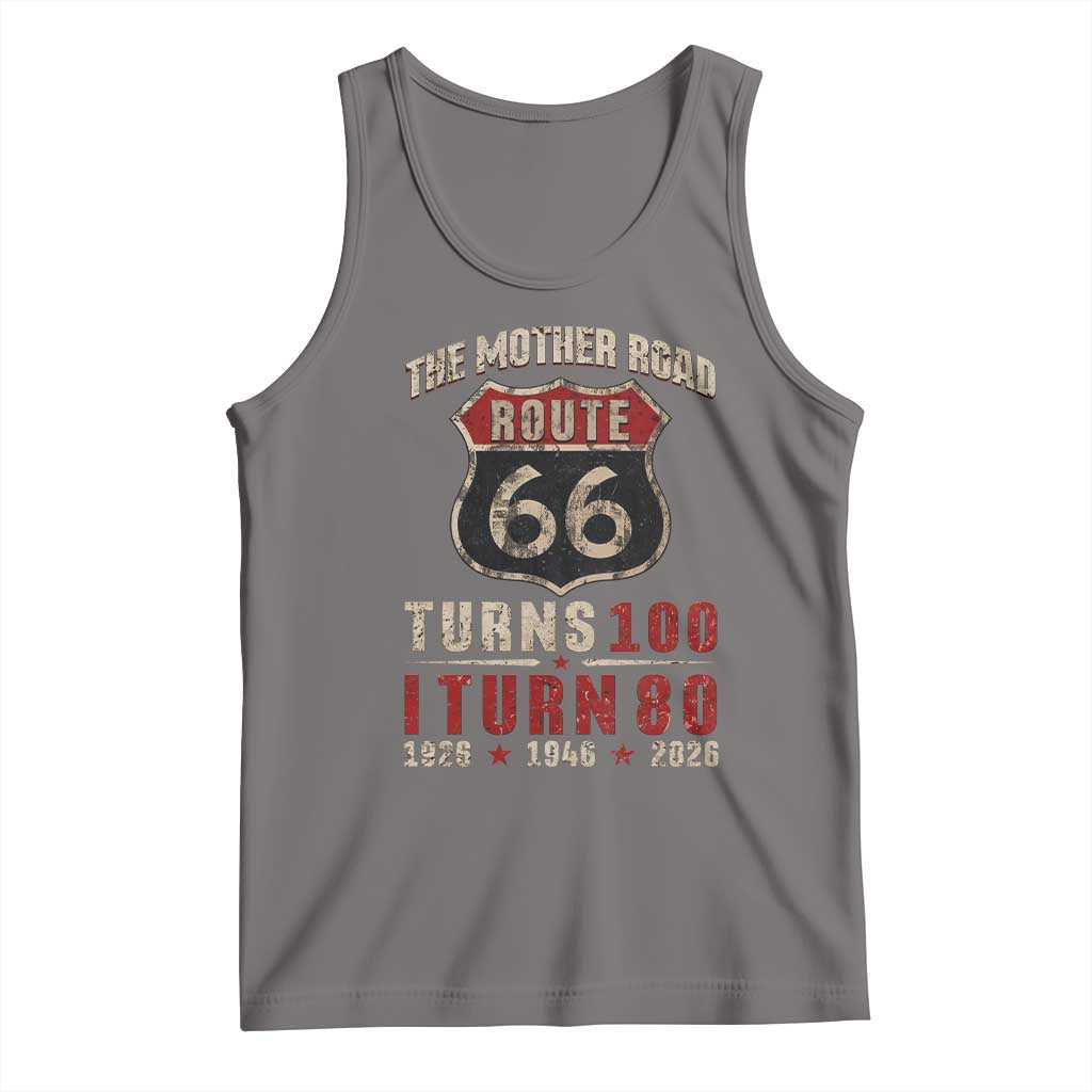 Route Highway 66 Turns 100 I Turn 80 Tank Top Vintage 1946 Road Sign 80th Birthday Gift