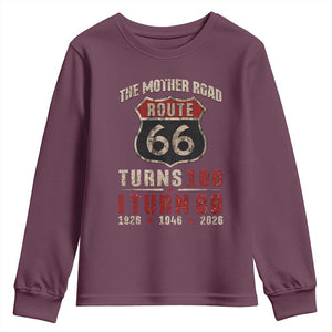 Route Highway 66 Turns 100 I Turn 80 Youth Sweatshirt Vintage 1946 Road Sign 80th Birthday Gift