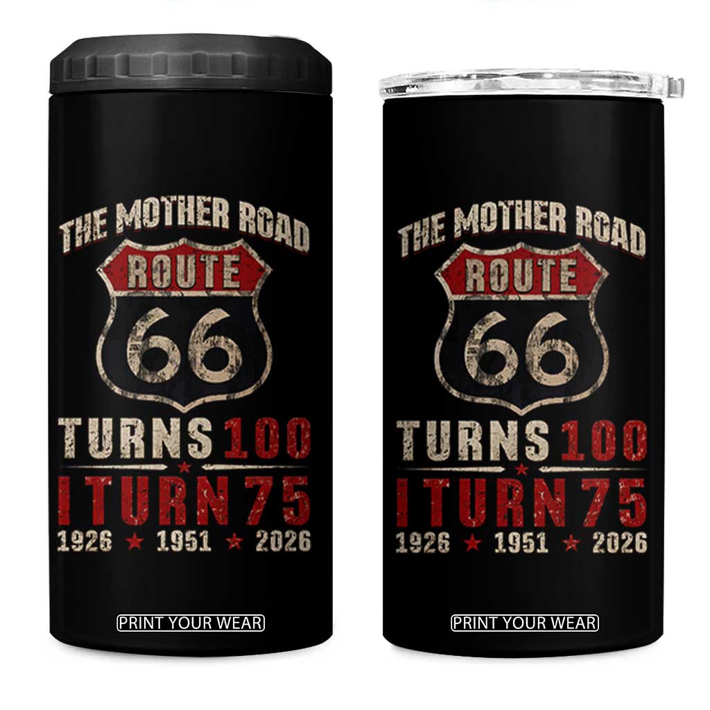 Route Highway 66 Turns 100 I Turn 75 4 in 1 Can Cooler Tumbler Vintage 1951 Road Sign 75th Birthday Gift