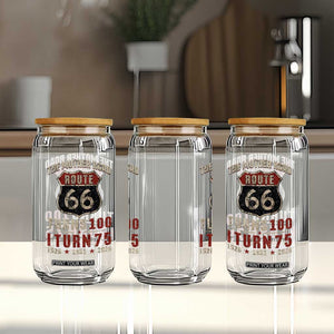 Route Highway 66 Turns 100 I Turn 75 Glass Can Vintage 1951 Road Sign 75th Birthday Gift