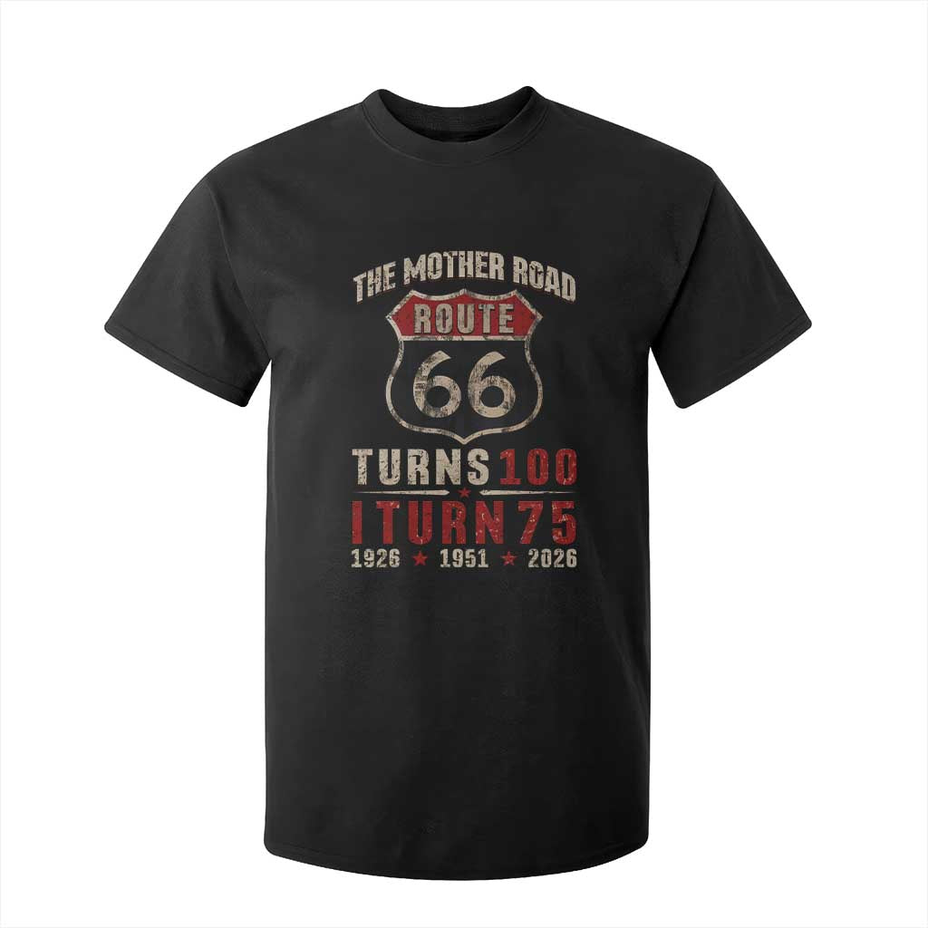 Route Highway 66 Turns 100 I Turn 75 T Shirt For Kid Vintage 1951 Road Sign 75th Birthday Gift