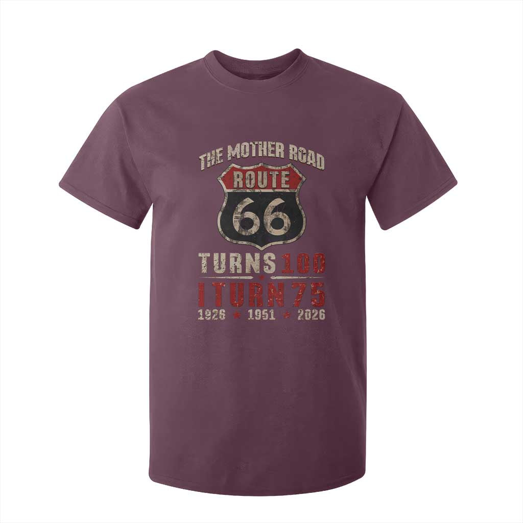 Route Highway 66 Turns 100 I Turn 75 T Shirt For Kid Vintage 1951 Road Sign 75th Birthday Gift