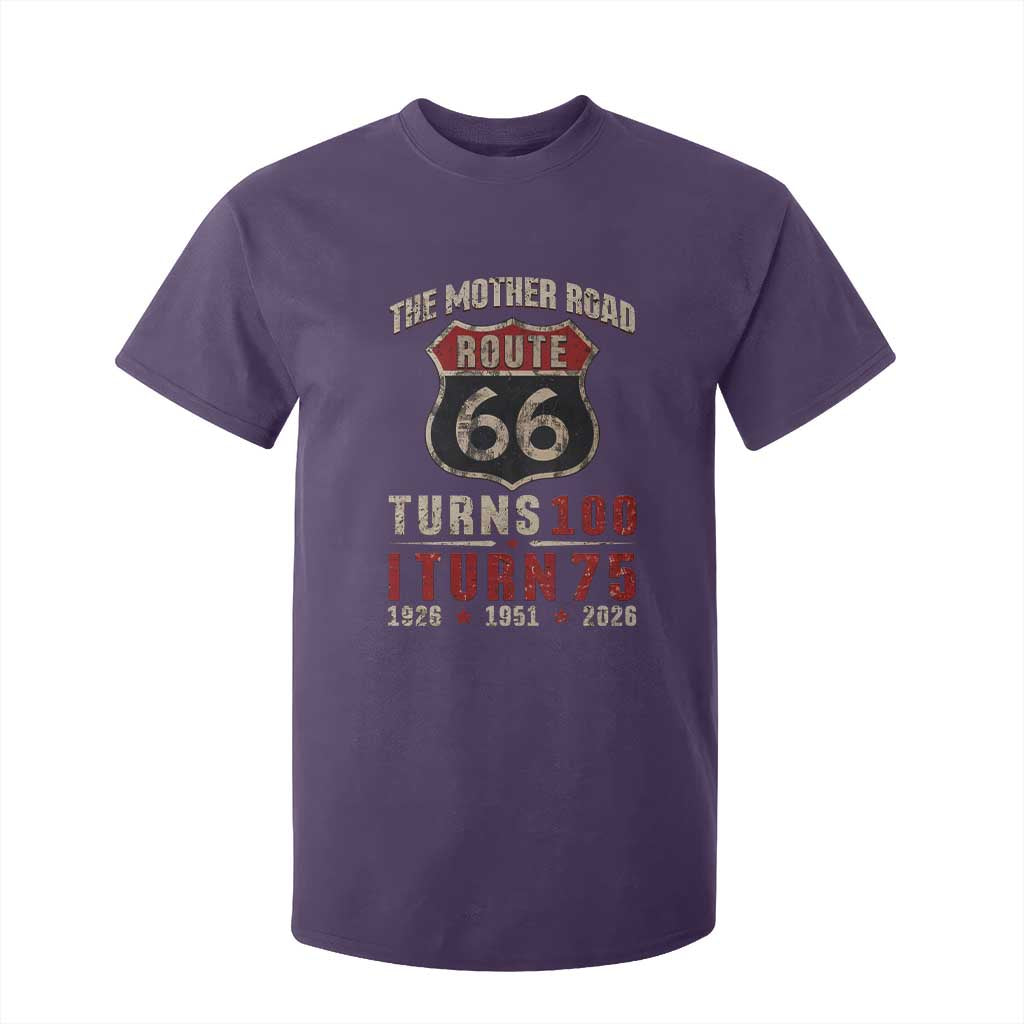 Route Highway 66 Turns 100 I Turn 75 T Shirt For Kid Vintage 1951 Road Sign 75th Birthday Gift