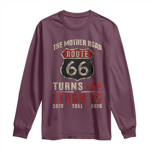 Route Highway 66 Turns 100 I Turn 75 Long Sleeve Shirt Vintage 1951 Road Sign 75th Birthday Gift