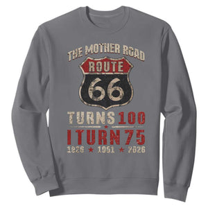 Route Highway 66 Turns 100 I Turn 75 Sweatshirt Vintage 1951 Road Sign 75th Birthday Gift