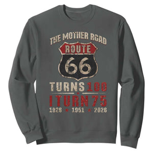 Route Highway 66 Turns 100 I Turn 75 Sweatshirt Vintage 1951 Road Sign 75th Birthday Gift