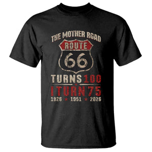 Route Highway 66 Turns 100 I Turn 75 T Shirt Vintage 1951 Road Sign 75th Birthday Gift