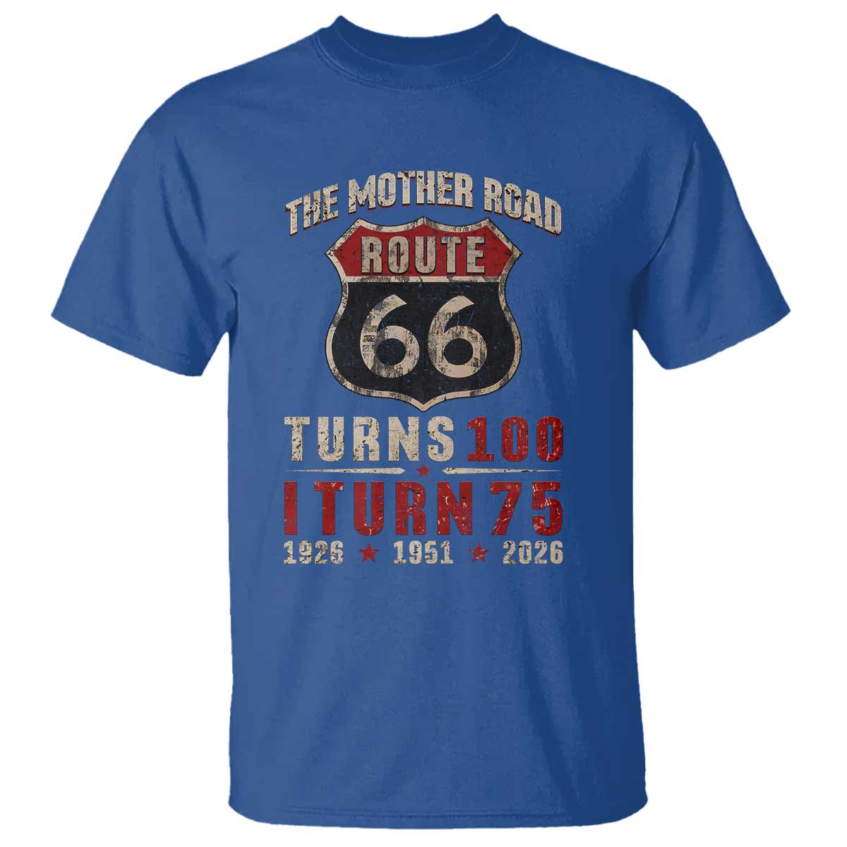 Route Highway 66 Turns 100 I Turn 75 T Shirt Vintage 1951 Road Sign 75th Birthday Gift
