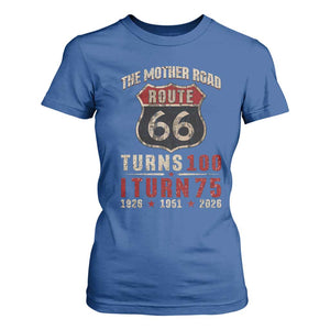 Route Highway 66 Turns 100 I Turn 75 T Shirt For Women Vintage 1951 Road Sign 75th Birthday Gift