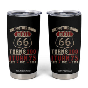 Route Highway 66 Turns 100 I Turn 75 Tumbler Cup Vintage 1951 Road Sign 75th Birthday Gift