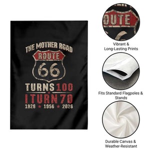 Route Highway 66 Turns 100 I Turn 70 Garden Flag Vintage 1956 Road Sign 70th Birthday Gift