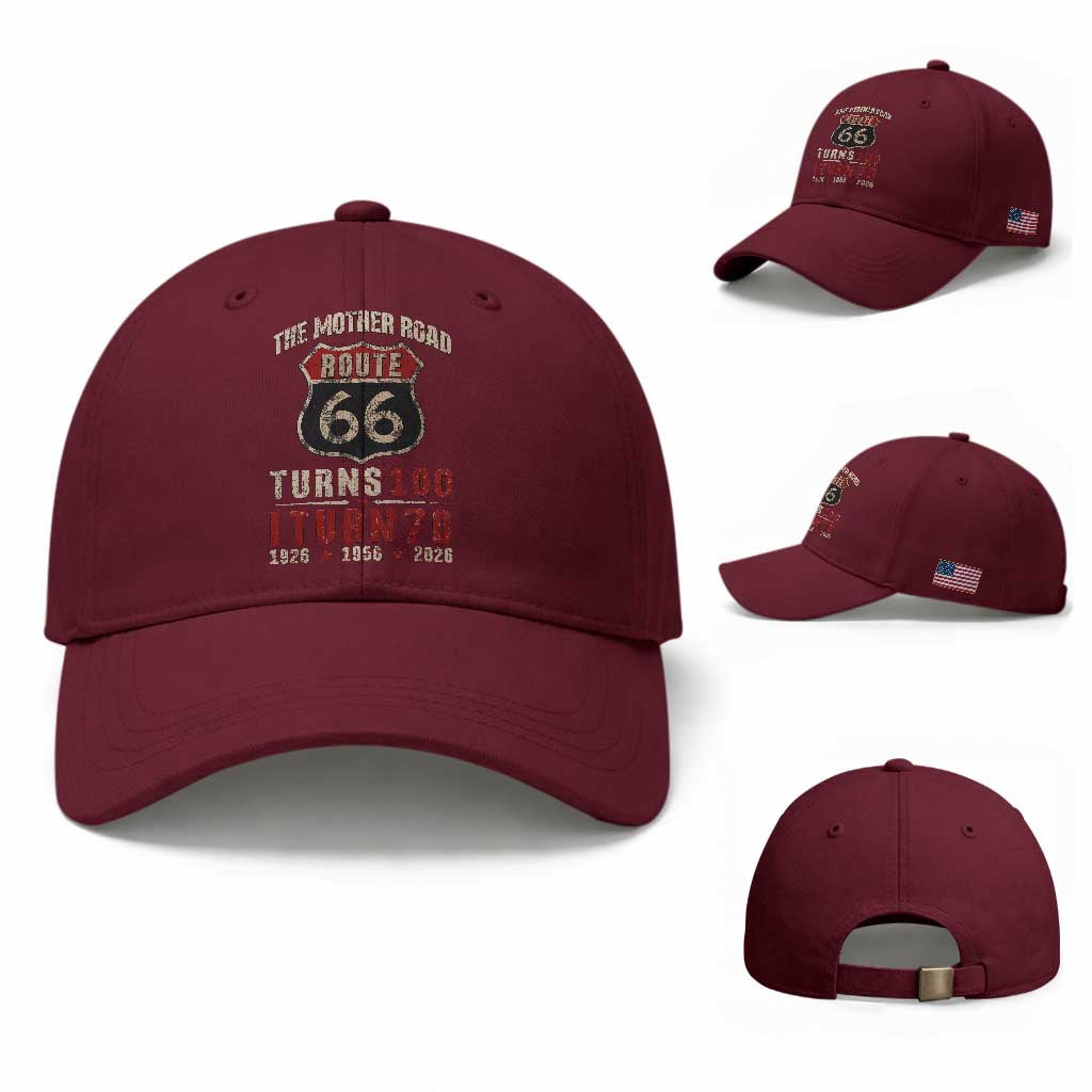 Route Highway 66 Turns 100 I Turn 70 Baseball Cap Vintage 1956 Road Sign 70th Birthday Gift