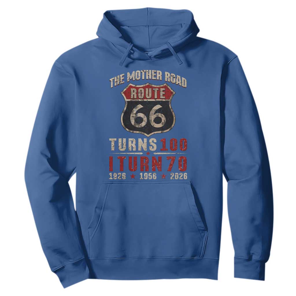 Route Highway 66 Turns 100 I Turn 70 Hoodie Vintage 1956 Road Sign 70th Birthday Gift