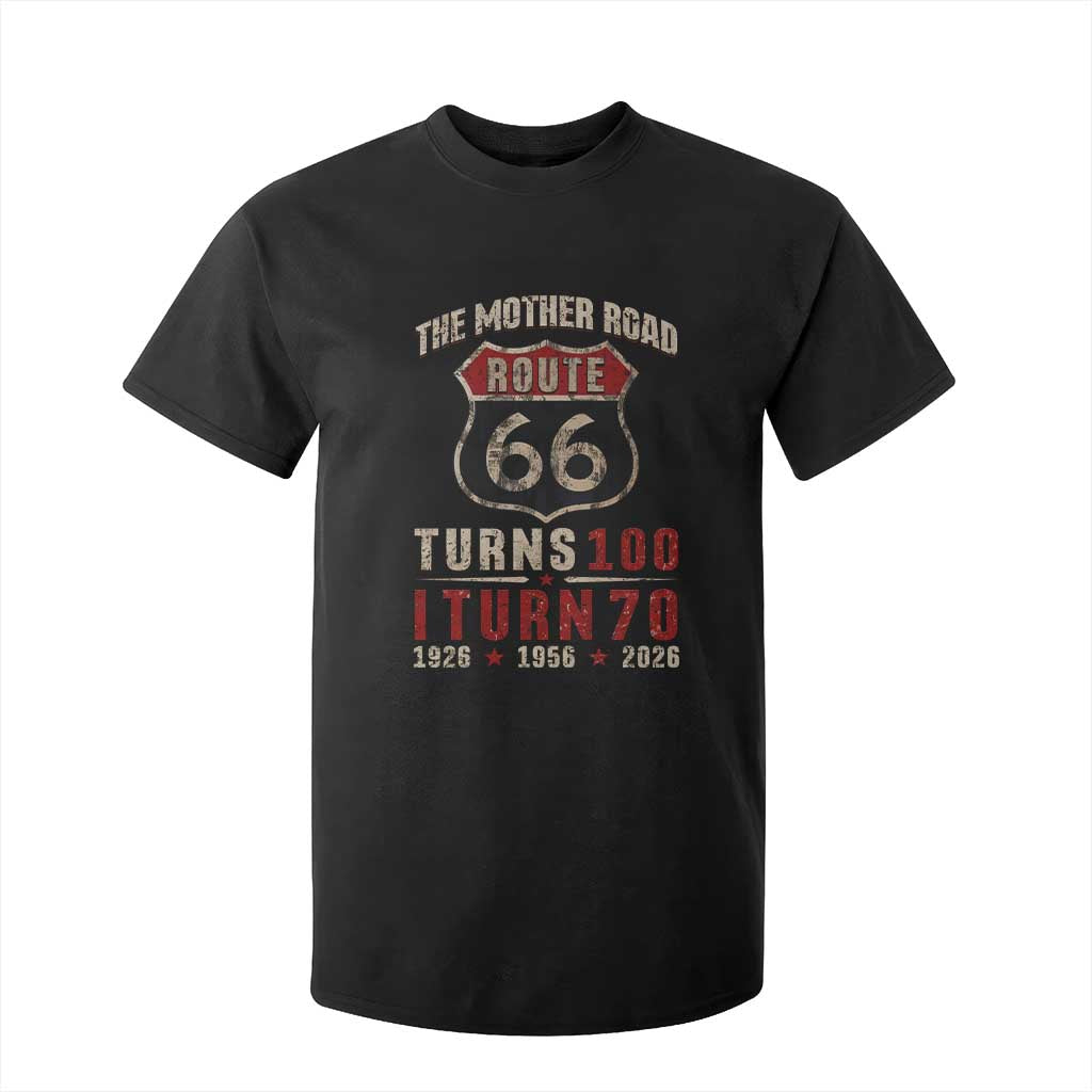 Route Highway 66 Turns 100 I Turn 70 T Shirt For Kid Vintage 1956 Road Sign 70th Birthday Gift