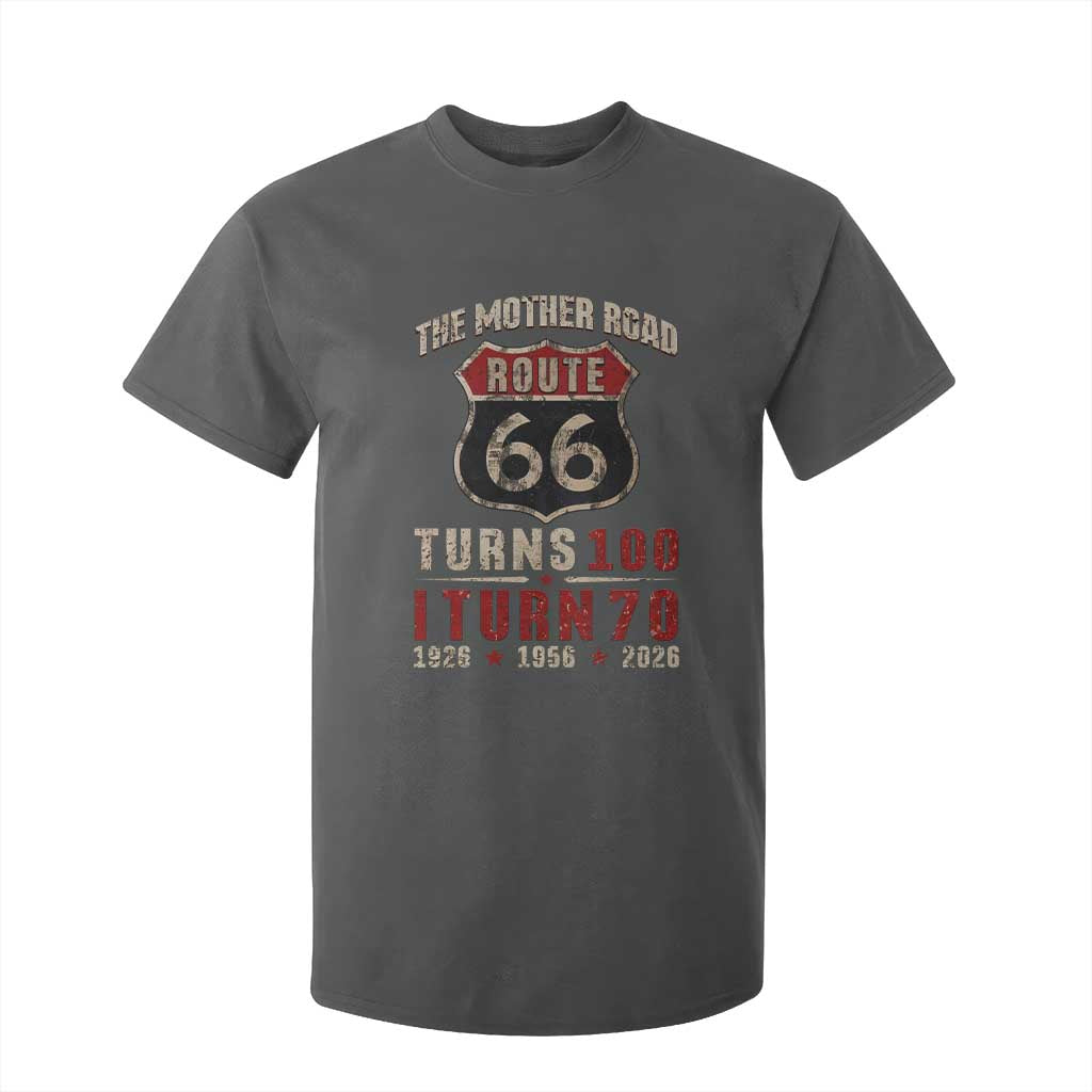 Route Highway 66 Turns 100 I Turn 70 T Shirt For Kid Vintage 1956 Road Sign 70th Birthday Gift