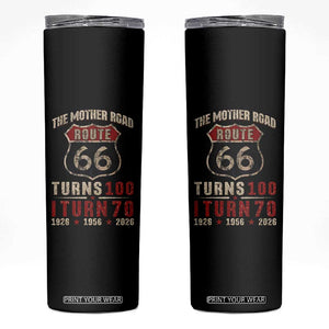 Route Highway 66 Turns 100 I Turn 70 Skinny Tumbler Vintage 1956 Road Sign 70th Birthday Gift