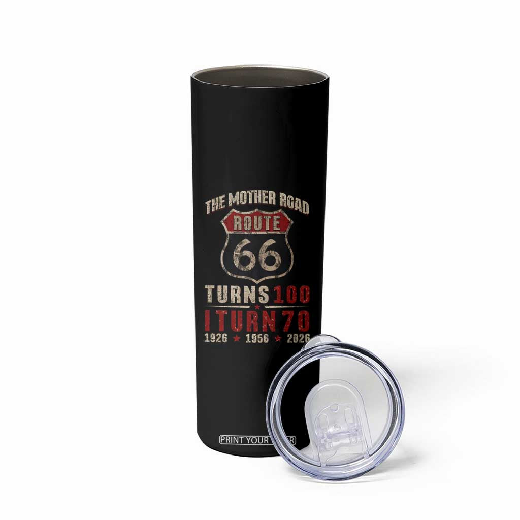 Route Highway 66 Turns 100 I Turn 70 Skinny Tumbler Vintage 1956 Road Sign 70th Birthday Gift