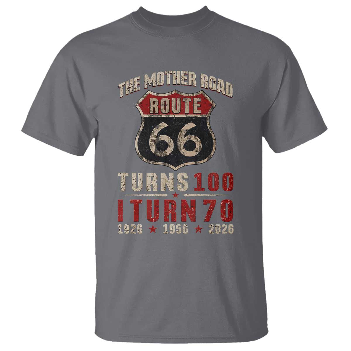 Route Highway 66 Turns 100 I Turn 70 T Shirt Vintage 1956 Road Sign 70th Birthday Gift
