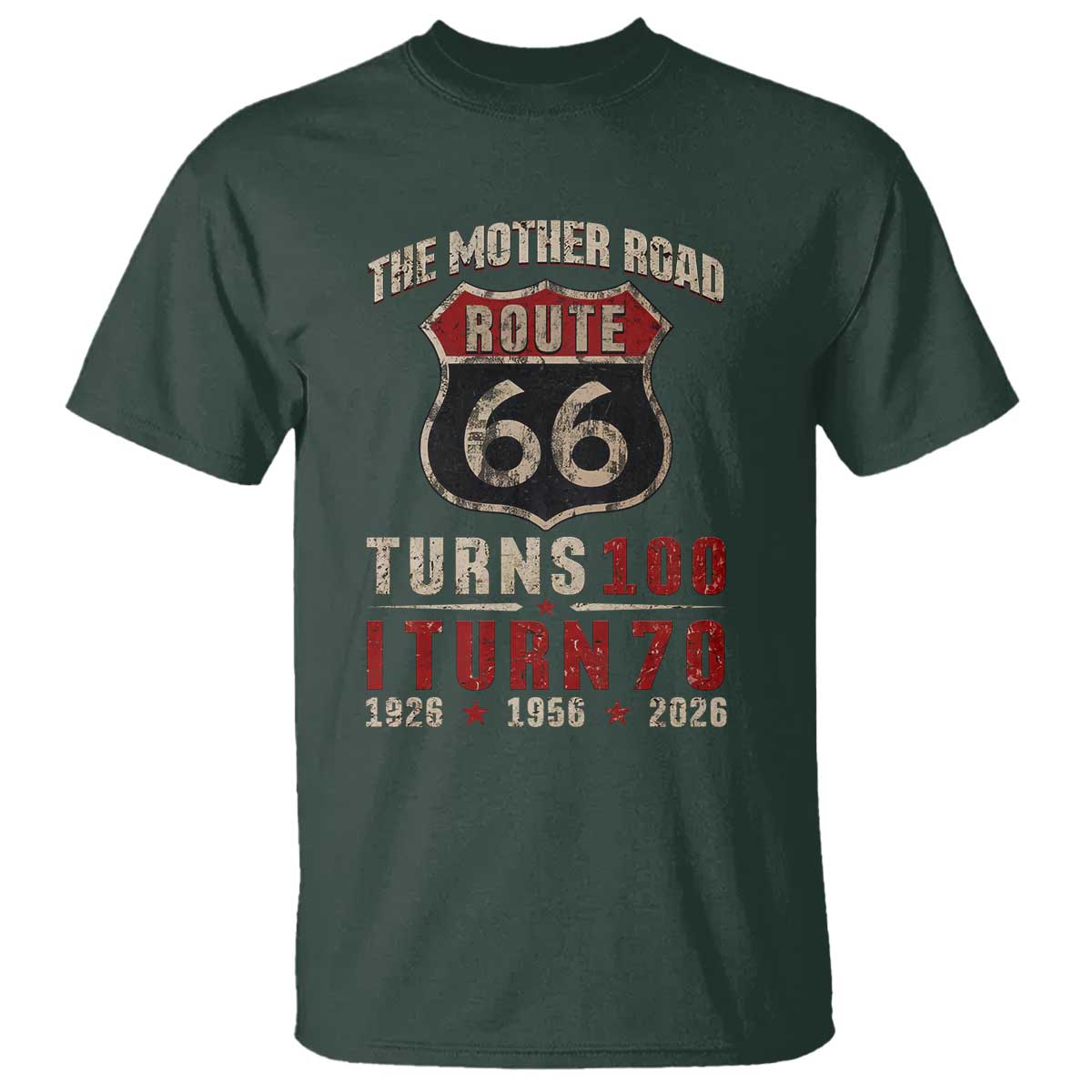 Route Highway 66 Turns 100 I Turn 70 T Shirt Vintage 1956 Road Sign 70th Birthday Gift