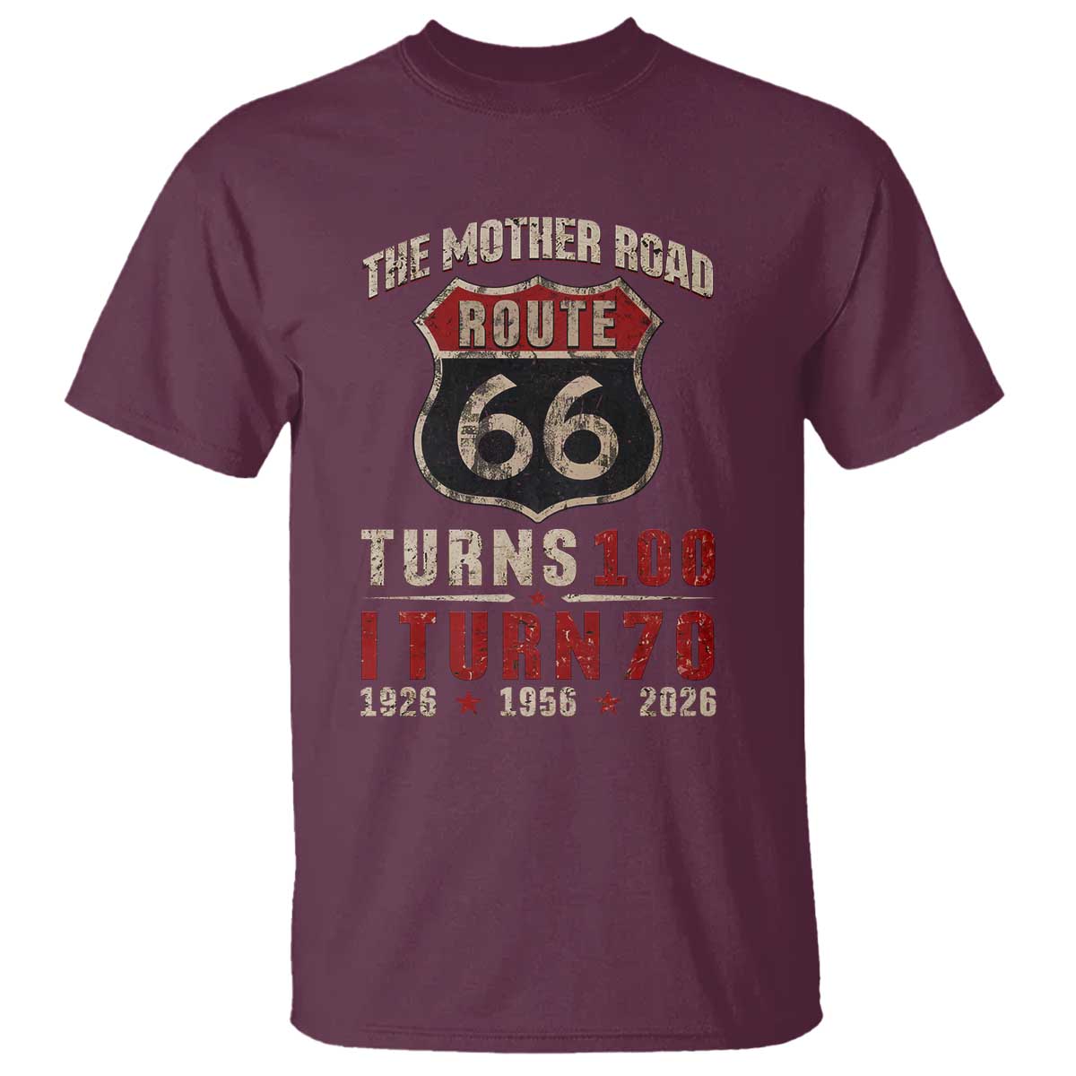 Route Highway 66 Turns 100 I Turn 70 T Shirt Vintage 1956 Road Sign 70th Birthday Gift