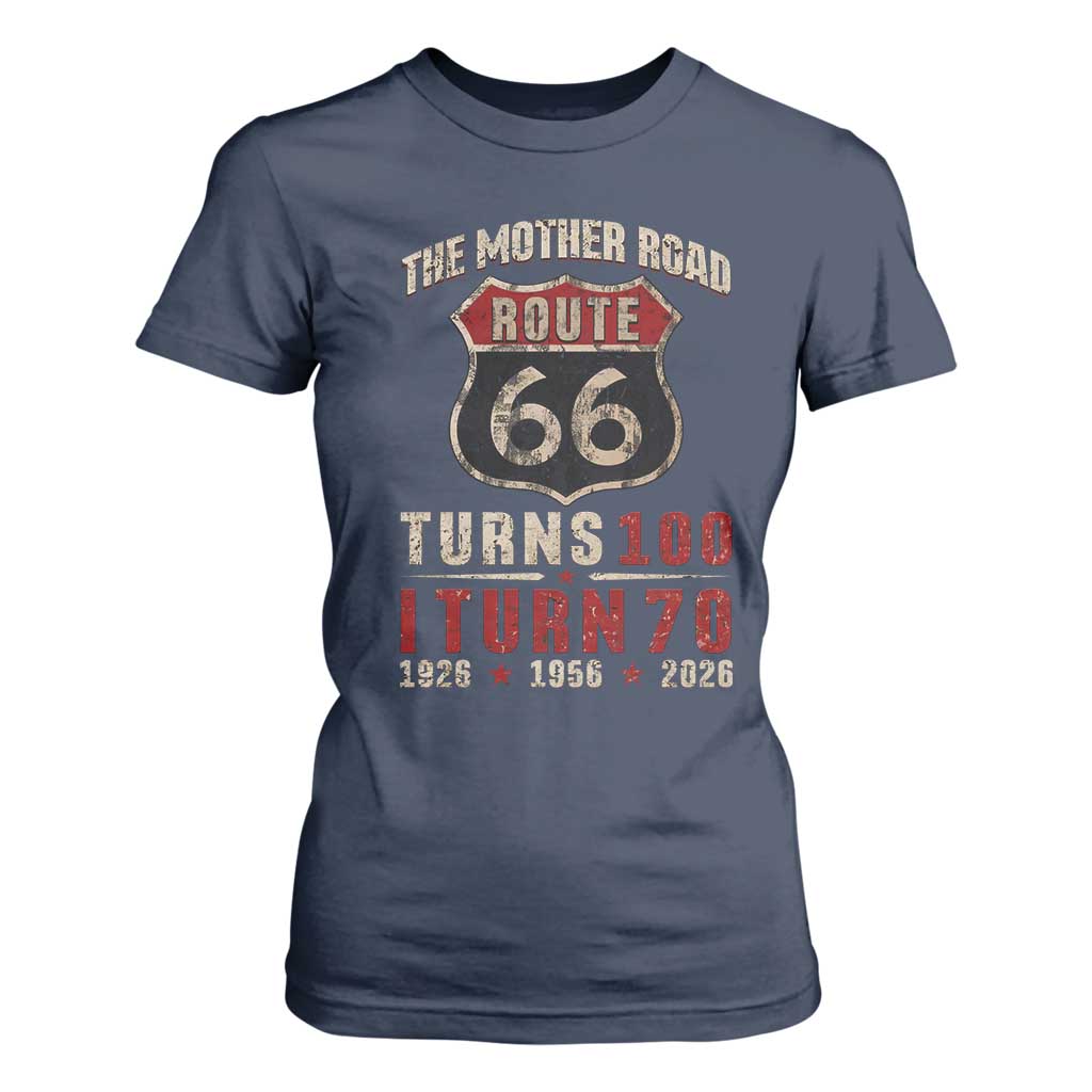 Route Highway 66 Turns 100 I Turn 70 T Shirt For Women Vintage 1956 Road Sign 70th Birthday Gift