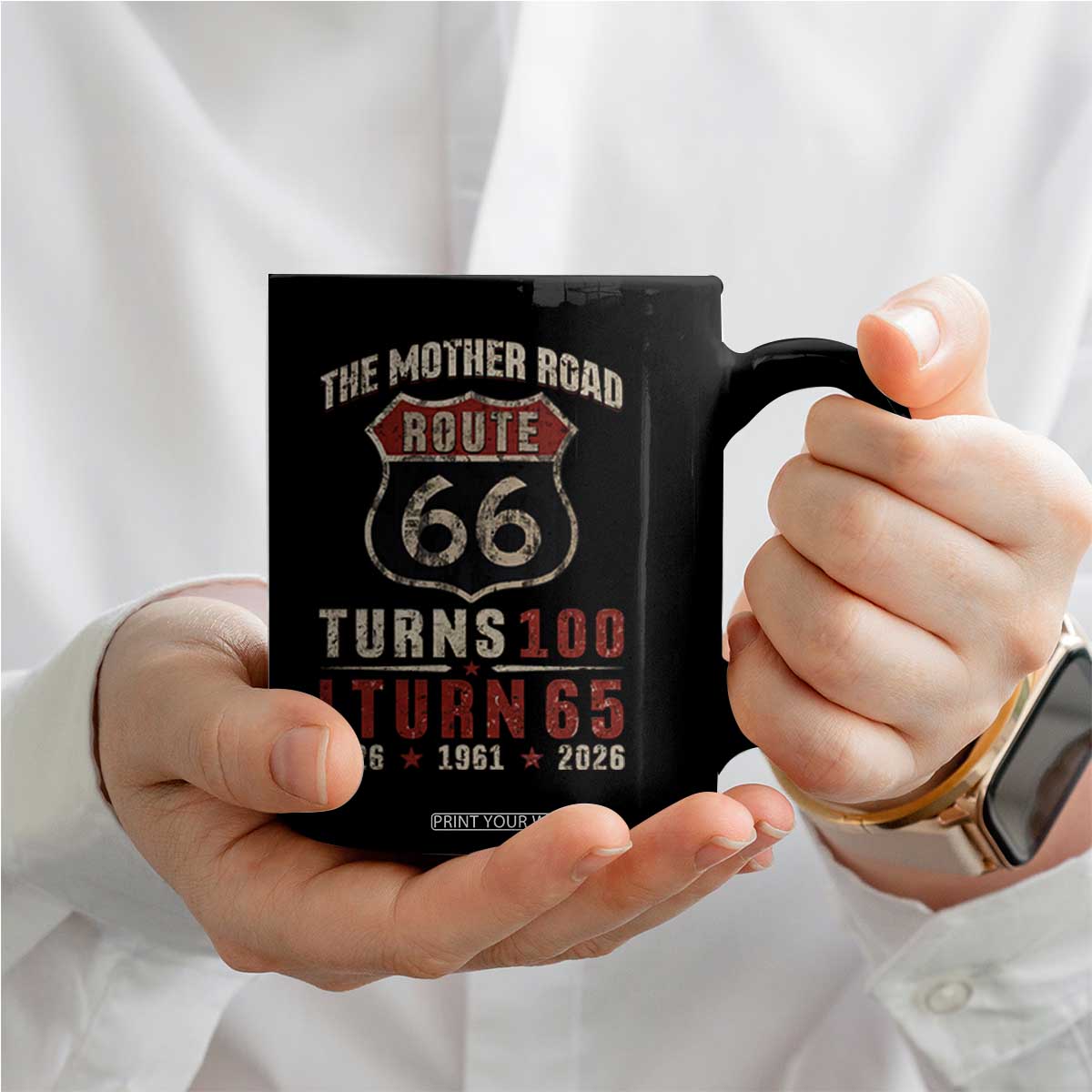 Route Highway 66 Turns 100 I Turn 65 Coffee Mug Vintage 1961 Road Sign 65th Birthday Gift