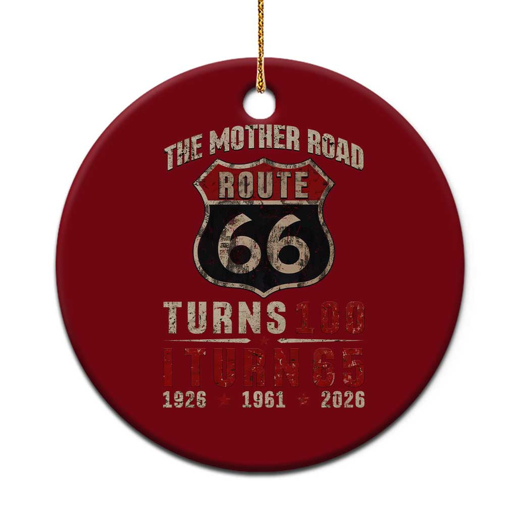 Route Highway 66 Turns 100 I Turn 65 Ceramic Ornament Vintage 1961 Road Sign 65th Birthday Gift