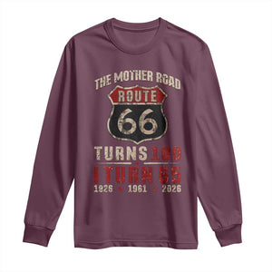 Route Highway 66 Turns 100 I Turn 65 Long Sleeve Shirt Vintage 1961 Road Sign 65th Birthday Gift