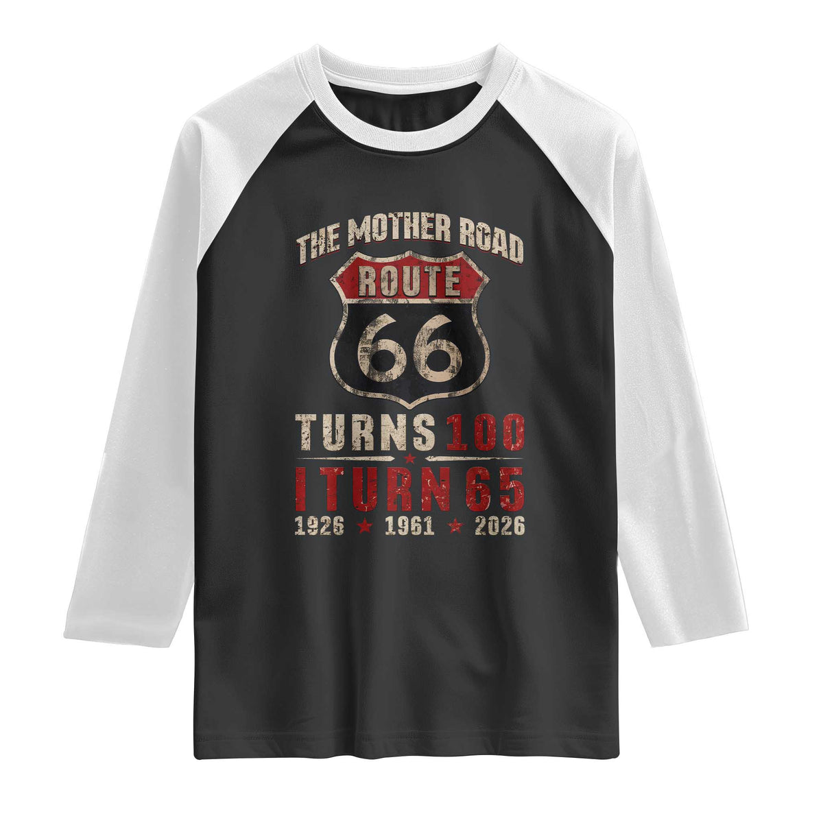 Route Highway 66 Turns 100 I Turn 65 Raglan Shirt Vintage 1961 Road Sign 65th Birthday Gift