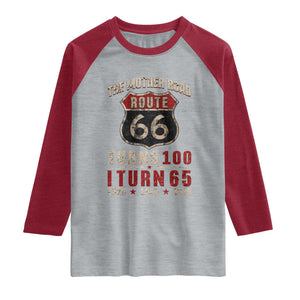 Route Highway 66 Turns 100 I Turn 65 Raglan Shirt Vintage 1961 Road Sign 65th Birthday Gift